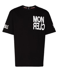 T-shirt à col rond imprimé noir et blanc MONCLER GRENOBLE