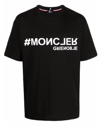 T-shirt à col rond imprimé noir et blanc MONCLER GRENOBLE