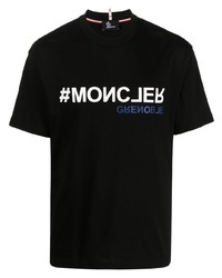 T-shirt à col rond imprimé noir et blanc MONCLER GRENOBLE