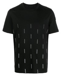 T-shirt à col rond imprimé noir et blanc Moncler