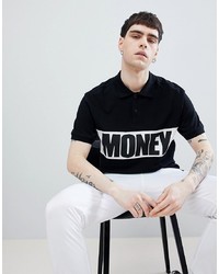T-shirt à col rond imprimé noir et blanc Money