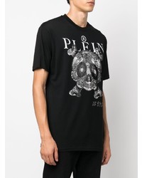 T-shirt à col rond imprimé noir et blanc Philipp Plein