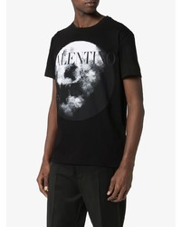 T-shirt à col rond imprimé noir et blanc Valentino