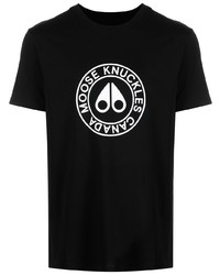 T-shirt à col rond imprimé noir et blanc Moose Knuckles