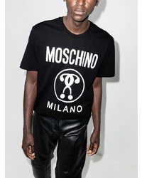 T-shirt à col rond imprimé noir et blanc Moschino