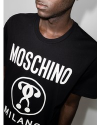 T-shirt à col rond imprimé noir et blanc Moschino