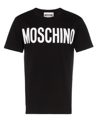 T-shirt à col rond imprimé noir et blanc Moschino