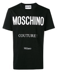 T-shirt à col rond imprimé noir et blanc Moschino