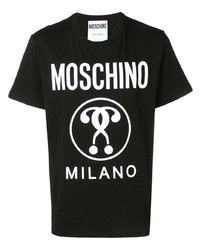 T-shirt à col rond imprimé noir et blanc Moschino