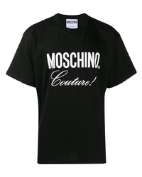 T-shirt à col rond imprimé noir et blanc Moschino