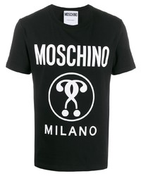 T-shirt à col rond imprimé noir et blanc Moschino