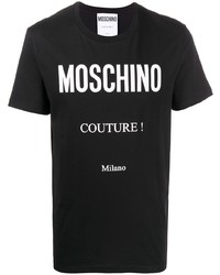 T-shirt à col rond imprimé noir et blanc Moschino