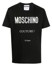 T-shirt à col rond imprimé noir et blanc Moschino