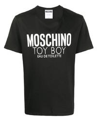 T-shirt à col rond imprimé noir et blanc Moschino