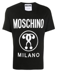 T-shirt à col rond imprimé noir et blanc Moschino