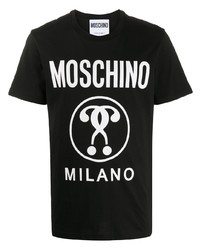 T-shirt à col rond imprimé noir et blanc Moschino