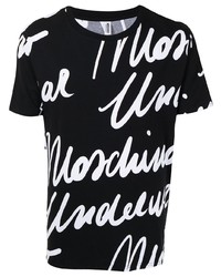 T-shirt à col rond imprimé noir et blanc Moschino