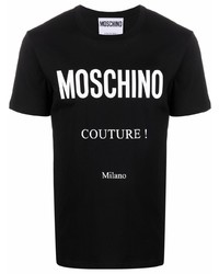 T-shirt à col rond imprimé noir et blanc Moschino