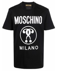 T-shirt à col rond imprimé noir et blanc Moschino