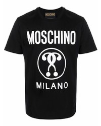 T-shirt à col rond imprimé noir et blanc Moschino