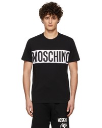 T-shirt à col rond imprimé noir et blanc Moschino