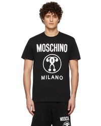 T-shirt à col rond imprimé noir et blanc Moschino