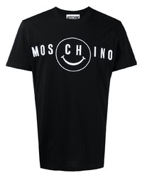 T-shirt à col rond imprimé noir et blanc Moschino