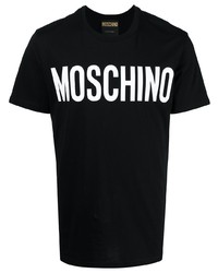 T-shirt à col rond imprimé noir et blanc Moschino