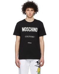 T-shirt à col rond imprimé noir et blanc Moschino