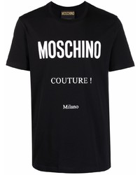 T-shirt à col rond imprimé noir et blanc Moschino