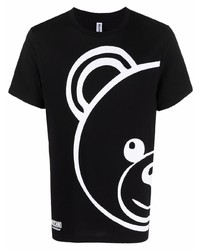 T-shirt à col rond imprimé noir et blanc Moschino