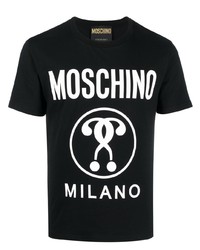 T-shirt à col rond imprimé noir et blanc Moschino