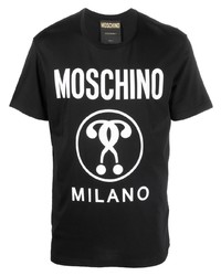 T-shirt à col rond imprimé noir et blanc Moschino