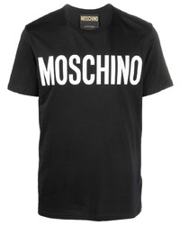 T-shirt à col rond imprimé noir et blanc Moschino