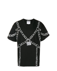 T-shirt à col rond imprimé noir et blanc Moschino