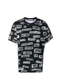 T-shirt à col rond imprimé noir et blanc Moschino