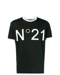 T-shirt à col rond imprimé noir et blanc N°21