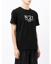 T-shirt à col rond imprimé noir et blanc N°21