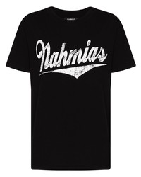 T-shirt à col rond imprimé noir et blanc Nahmias