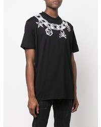 T-shirt à col rond imprimé noir et blanc Philipp Plein