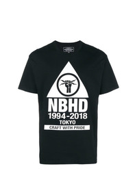 T-shirt à col rond imprimé noir et blanc Neighborhood