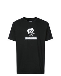 T-shirt à col rond imprimé noir et blanc Neighborhood