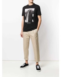 T-shirt à col rond imprimé noir et blanc Emporio Armani