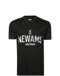 T-shirt à col rond imprimé noir et blanc Newams