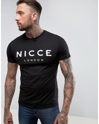 T-shirt à col rond imprimé noir et blanc Nicce London