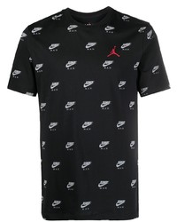 T-shirt à col rond imprimé noir et blanc Nike