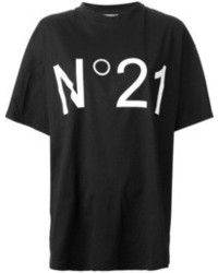 T-shirt à col rond imprimé noir et blanc No.21