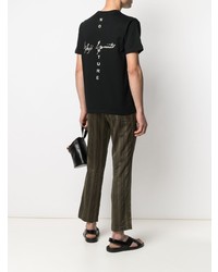 T-shirt à col rond imprimé noir et blanc Yohji Yamamoto