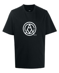 T-shirt à col rond imprimé noir et blanc Oamc