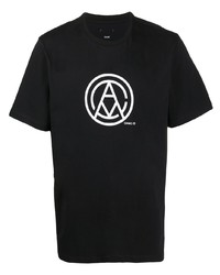 T-shirt à col rond imprimé noir et blanc Oamc